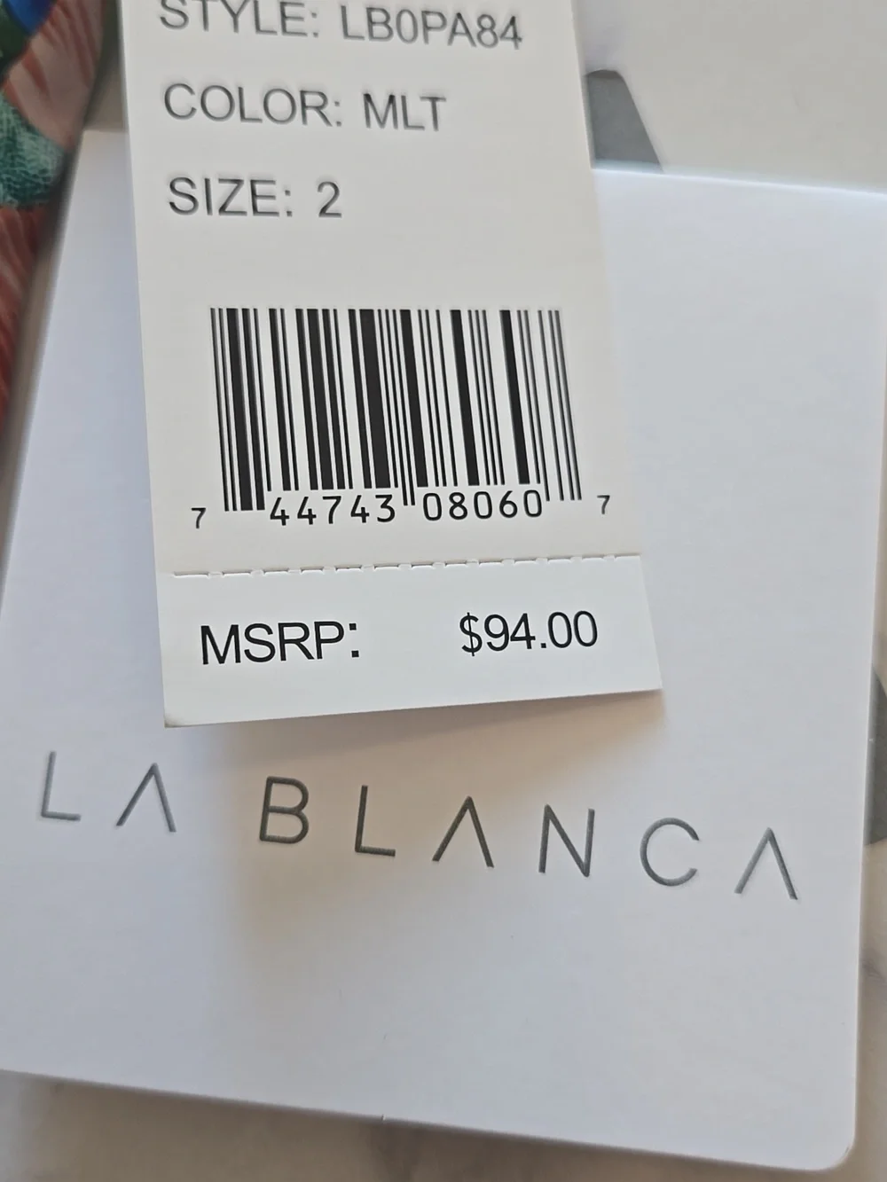 La Blanca Women's V-Neck Halter Tankini Swimsuit Top Color: MLT SZ:2